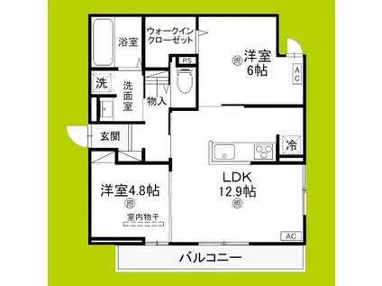D-ROOM瓜破NOTRTH(2LDK/3階)の間取り写真