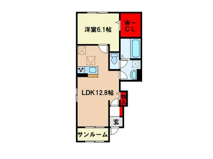 レゴリス I(1LDK/1階)の間取り写真