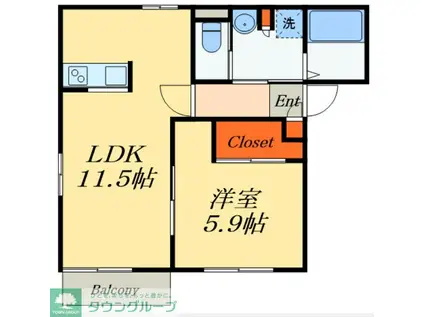 パークサクラII(1LDK/3階)の間取り写真