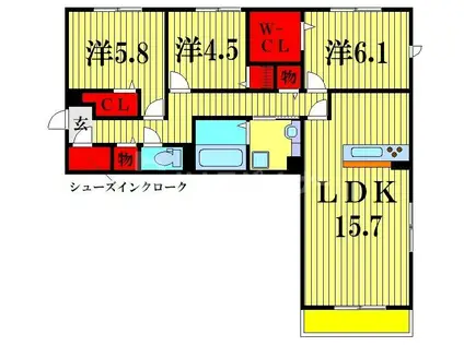 ジャンティ(3LDK/3階)の間取り写真
