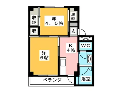 ビレッジハウス小屋名 2号棟(2K/1階)の間取り写真