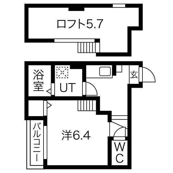 CATHBHARR車道(1K/1階)の間取り写真
