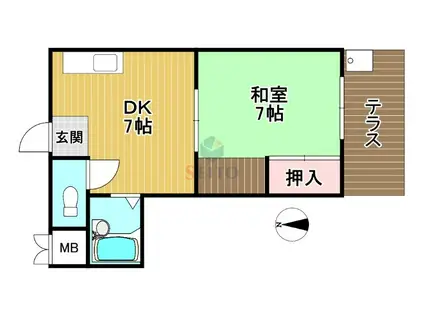 グランドール服部(1DK/1階)の間取り写真