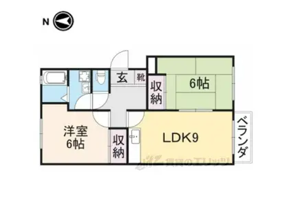 東英ハイツ参番館(2LDK/2階)の間取り写真
