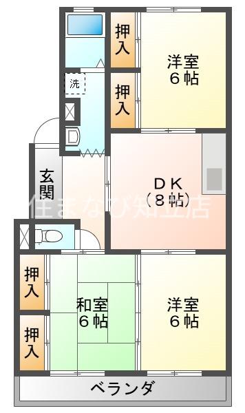 クリーンシティー(3DK/1階)の間取り写真