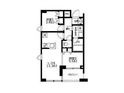 カーザビアンカ(1SLDK/2階)の間取り写真