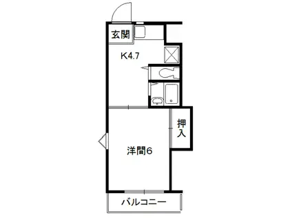 サンリバーハイツ(1K/2階)の間取り写真