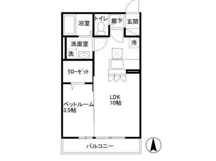 グランドソレーユA(1LDK/2階)の間取り写真