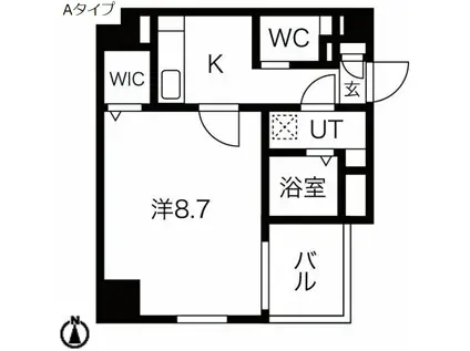 メイクス上前津II(1K/3階)の間取り写真