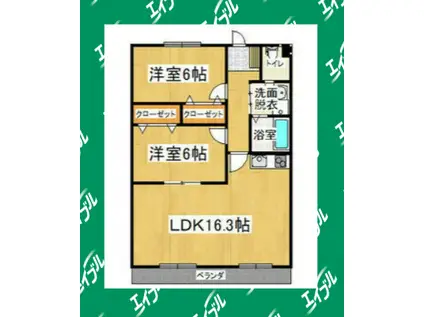 明宝マンション(2LDK/3階)の間取り写真