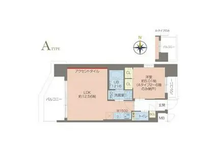 プレジオ玉造(1LDK/5階)の間取り写真