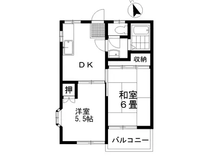 YOUハイツ(2DK/1階)の間取り写真
