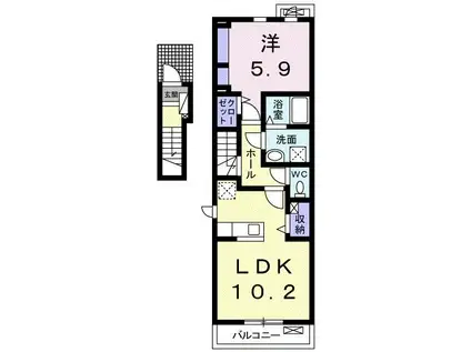 フィオーレ リン B(1LDK/2階)の間取り写真