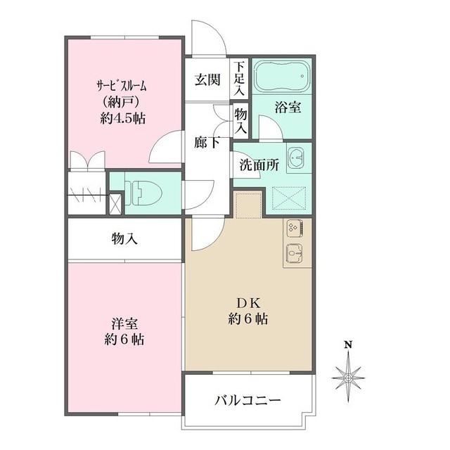 ランドマーク三鷹(1SDK/3階)の間取り写真
