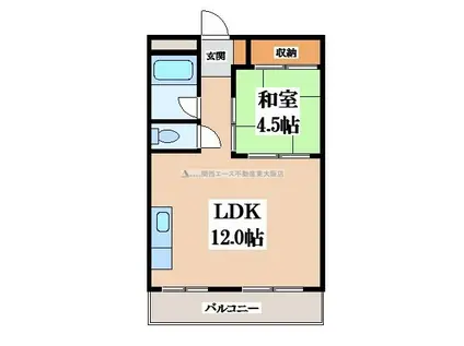 丸善ビューマンション(1LDK/3階)の間取り写真