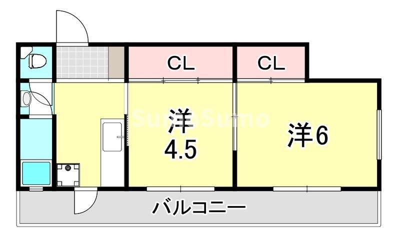 マンション冨士(2K/2階)の間取り写真