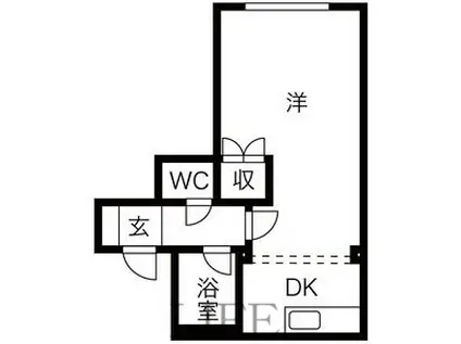 ハーベストV(1DK/3階)の間取り写真