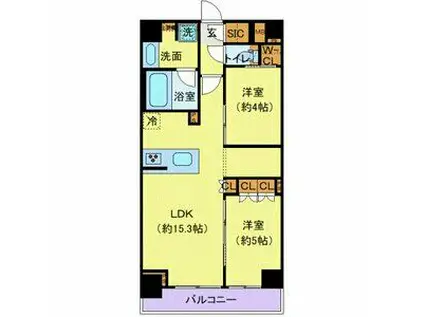 プレール・ドゥーク大島(2LDK/2階)の間取り写真