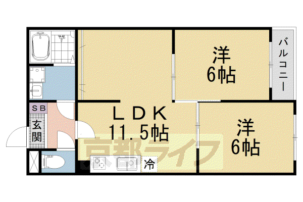 ハウスオブローゼIII(2LDK/1階)の間取り写真