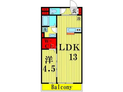 ウエストエーデル(1LDK/2階)の間取り写真