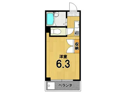 おうぎやマンション(1K/3階)の間取り写真