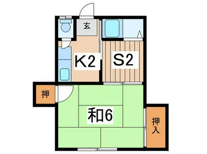 第2こがね荘(1SK/1階)の間取り写真
