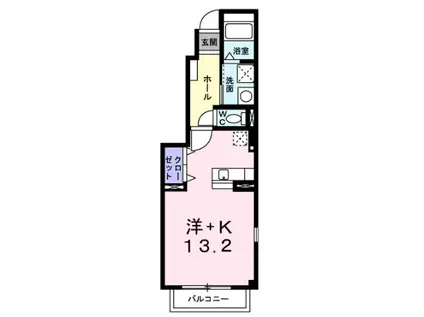 メゾンアンソレイエI(1K/1階)の間取り写真