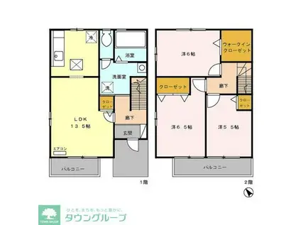 ヴィアレットII(3LDK/2階)の間取り写真