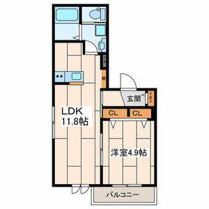 コンフェスト江の島(1LDK/3階)の間取り写真