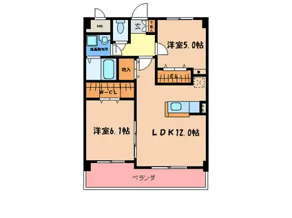 グランヒルズ(2LDK/2階)の間取り写真