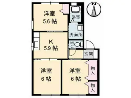 シャーメゾン ジョリー・オー II番館(3K/1階)の間取り写真