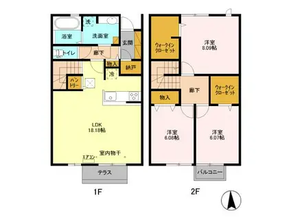 BLESS HOUSE柏西町B(3LDK/1階)の間取り写真