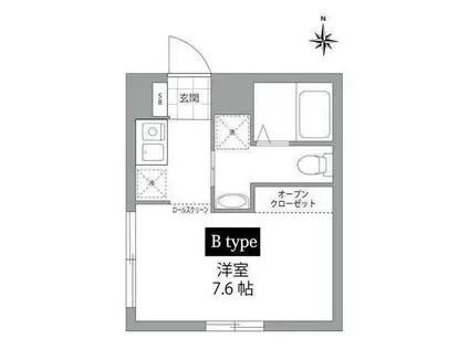 カーサピアッツァ新宿西落合(1K/2階)の間取り写真