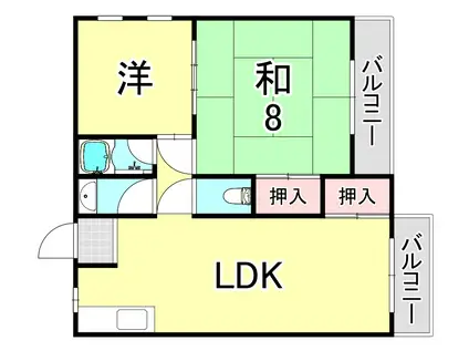 東園田マンション(2LDK/3階)の間取り写真