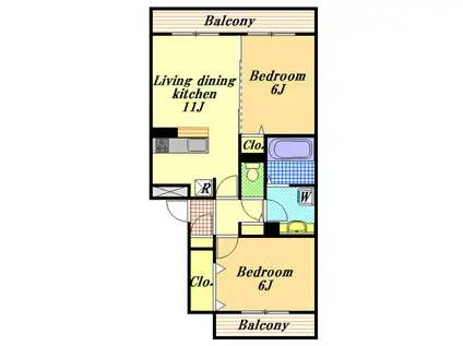 ALBAGRANDE(2LDK/3階)の間取り写真