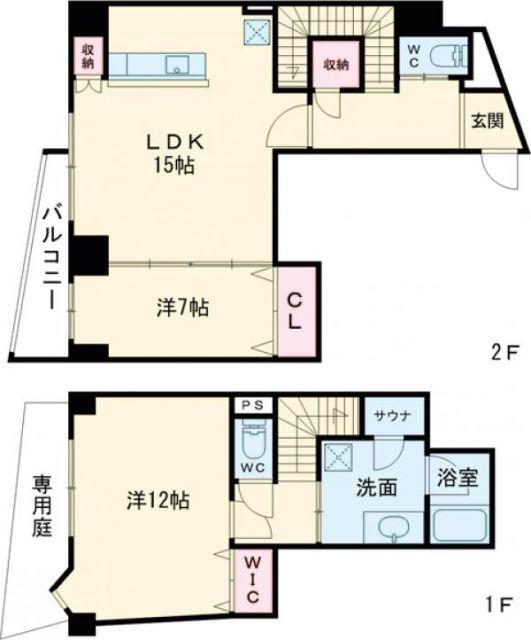プレミアム長瀬(2LDK/1階)の間取り写真