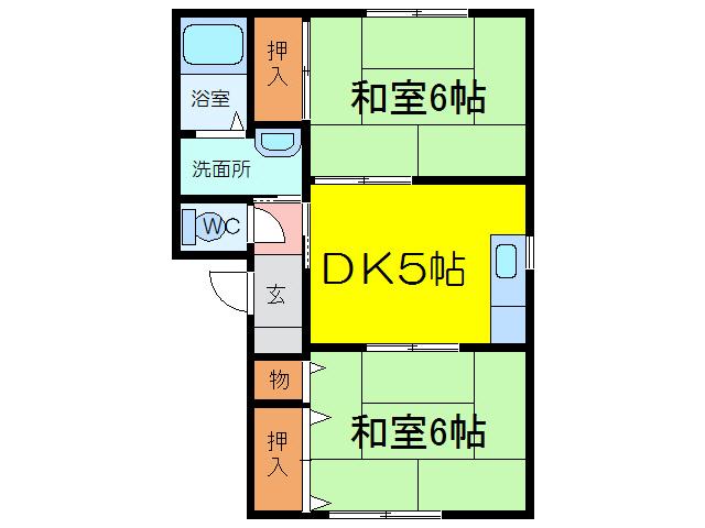 コーポ槙(2DK/1階)の間取り写真