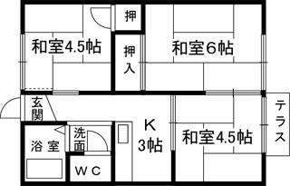 ハイツ松本(3K/1階)の間取り写真