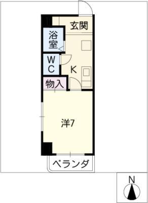 シャンフレ(1K/1階)の間取り写真
