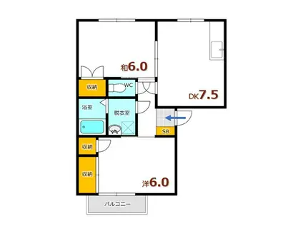 サンシャインT(2DK/2階)の間取り写真