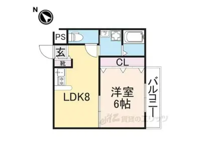 ヒルコート鳥見(1LDK/1階)の間取り写真