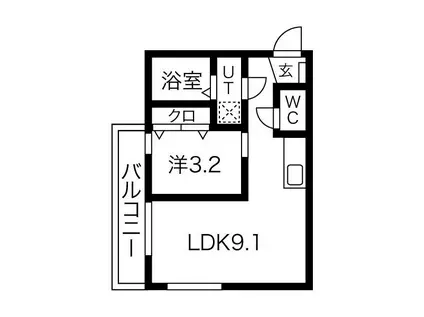 BELLE ROSE大江 イースト(1LDK/3階)の間取り写真