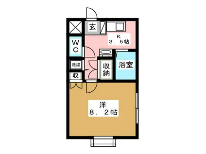 サンディ若里コーポ(1K/2階)の間取り写真