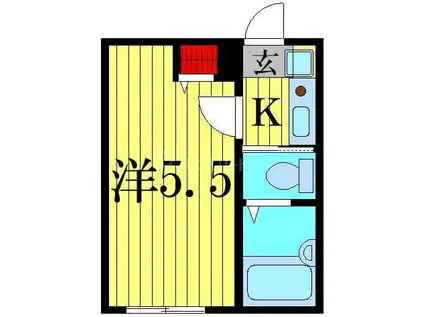 フォンテーヌ(1K/2階)の間取り写真