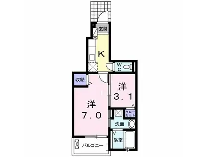 アルカンシェル八王子(2K/1階)の間取り写真