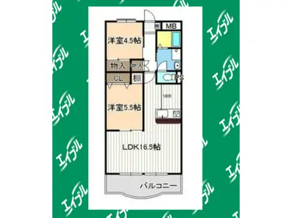 メゾン二村II(2LDK/4階)の間取り写真