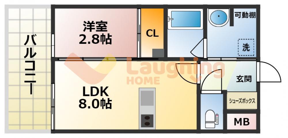 RESIDENCE花畑(1LDK/2階)の間取り写真