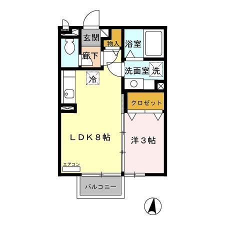 ヴィラ・キャロット III(1LDK/2階)の間取り写真
