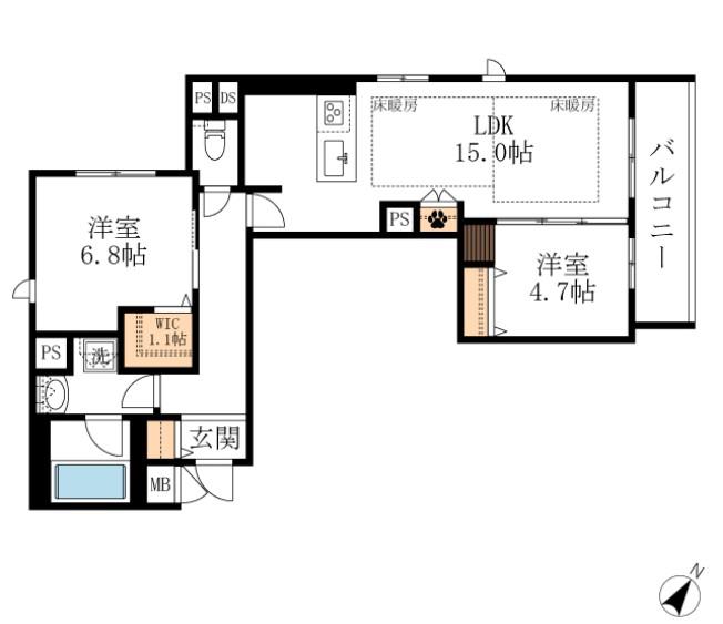 VICTOIRE 南流山(2LDK/3階)の間取り写真