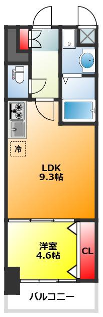セノアタワー新大阪(1LDK/8階)の間取り写真